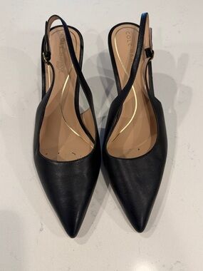 Cole Haan Black Pointed Leather Slingback heels 9B
